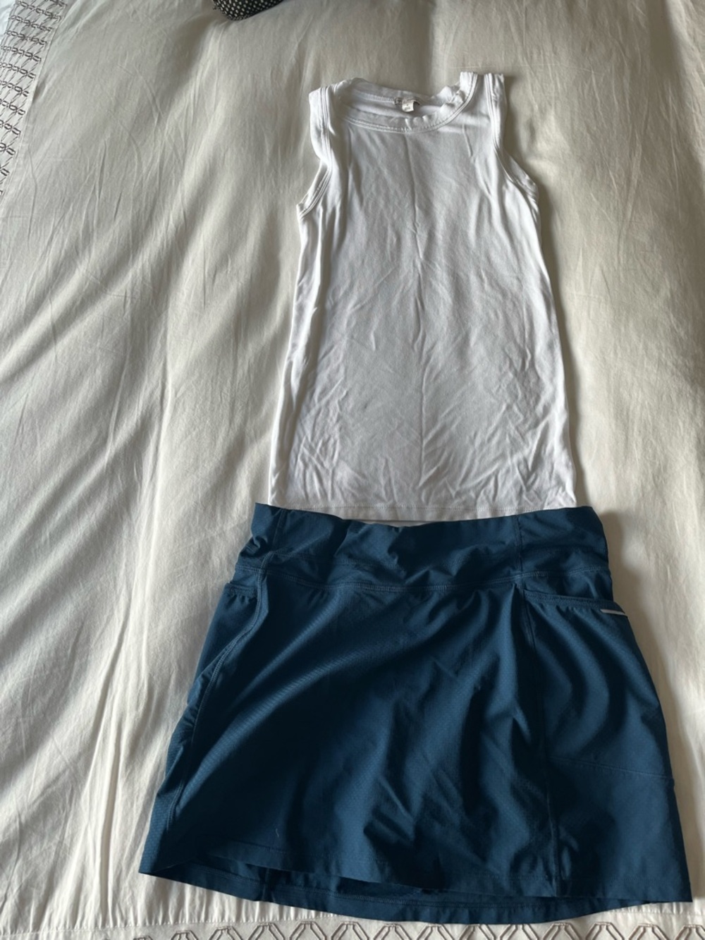 Athleta Navy Blue Athletic Skort with White Tank